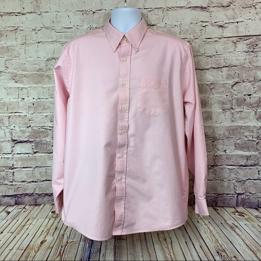 L.L. Bean Mens Pink Button Front Long Sleeve Shirt